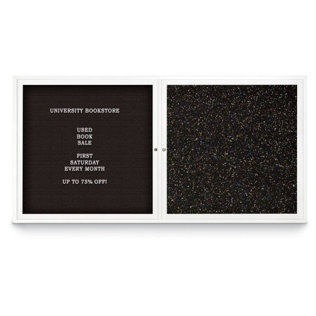 United Visual Products Corkboard, Single Door, Radius Frame, 24x36", Gold/Ultramarine UV7001-GOLD-ULTMAR